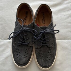 Comfortiva Thayer Apron Toe Suede Sneakers- Demim Blue